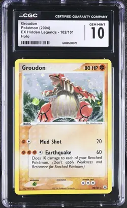 Groudon 102/101 Hidden Legends Holo SWIRL CGC 10 Gem Mint Pokemon Card - Image 1