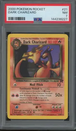 2000 Pokemon Rocket #21 Dark Charizard PSA 7 - Image 1