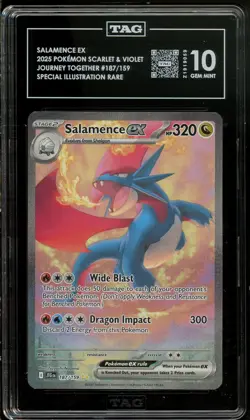 Pokemon 2025 Journey Together Special Illustration Rare #187 Salamence EX TAG 10 - Image 1