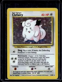 1999 Pokemon Unlimited Clefairy Rare Holo #5/102 - Image 1