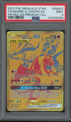 2021 Pokemon Sun & Moon Black Star #SM247 Reshiram & Charizard Mint PSA 9 - Image 1