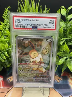 EEVEE #173 2025 POKEMON PRISMATIC EVOLUTIONS POKEMON CENTER ETB PROMO MINT PSA 9 - Image 1