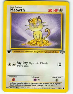 Meowth - 1st Edition - 56/64 Jungle Set - Pokemon TCG - 1999 - Image 1