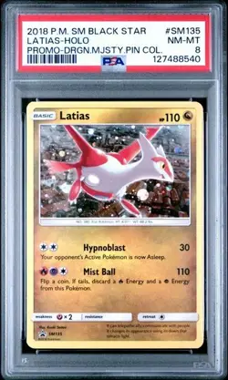 Pokemon 2018 Latias SM135 Holo SM Black Star Promo PSA 8 - Image 1