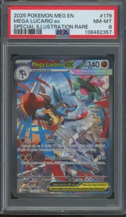 2025 Pokemon MEGA EN Special Illustration Rare #179 Mega Lucario EX PSA 8 - Image 1