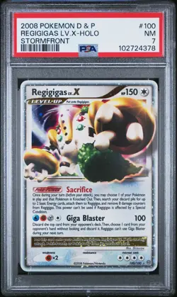 2008 POKEMON DIAMOND & PEARL STORMFRONT #100 REGIGIGAS LV.X-HOLO PSA 7 - Image 1