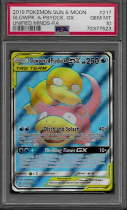 2019 Pokemon Slowpoke & Psyduck GX (Full Art) 217/236 S&M Unified Minds Holo - Image 1