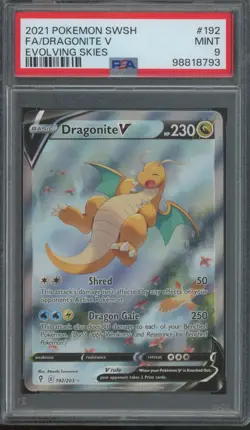 2021 Pokemon SWSH Evolving Skies #192 Dragonite V Mint PSA 9 - Image 1