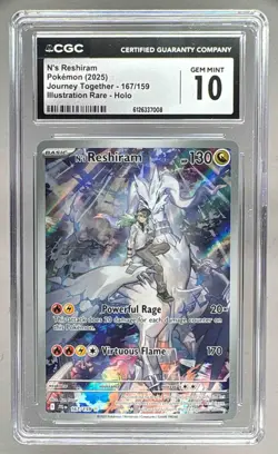 N's Reshiram 2025 Pokemon Journey Together #167 Illustration Rare Holo CGC 10 - Image 1
