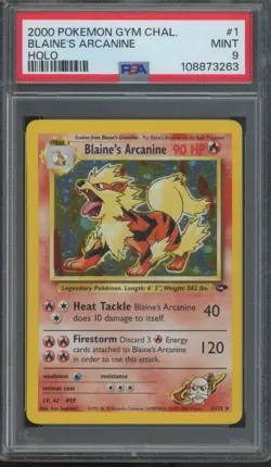 2000 Pokemon Gym Challenge Holo #1 Blaine's Arcanine Mint PSA 9 - Image 1