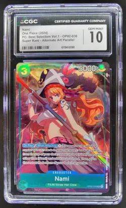 2024 ONE PIECE NAMI SUPER RARE ALT ART OP02-036 CGC 10 A PT - Image 1