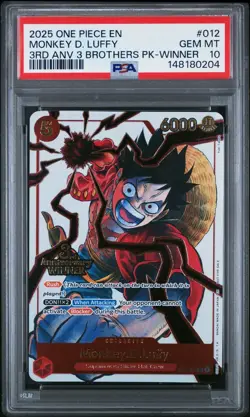 2025 One Piece 3rd Anniversary 3 Brothers Winner Monkey D Luffy #ST01-012 PSA 10 - Image 1
