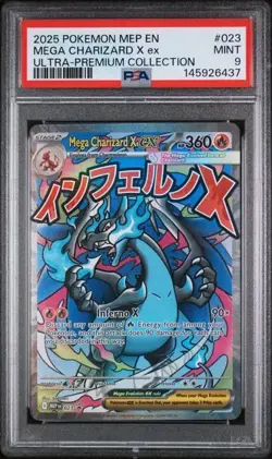 2025 POKEMON MEGA CHARIZARD X EX ME: MEGA EVOLUTION PROMO #023 HOLO PSA 9 - Image 1