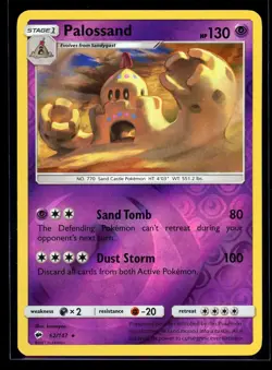 2017 Sun & Moon - Burning Shadows Palossand Reverse Holo Rare Pokemon Card #62 - Image 1
