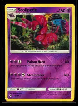2017 Sun & Moon - Burning Shadows Scolipede #58 Reverse Holo Rare Pokemon Card - Image 1