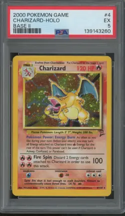 2000 Pokemon Game Base II Holo #4 Charizard PSA 5 - Image 1