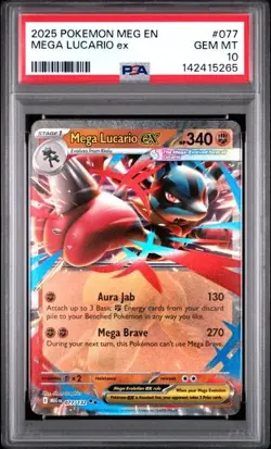 💎 2025 Pokemon MEG EN Mega Evolution Mega Lucario EX 077/132 PSA 10 GEM MINT 💎 - Image 1