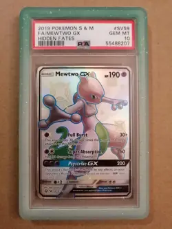 2019 POKEMON SUN & MOON HIDDEN FATES #SV59 FULL ART/MEWTWO GX PSA 10 - Image 1