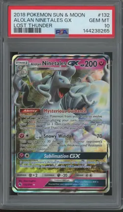 2019 Pokemon Sun & Moon Lost Thunder #132 Alolan Ninetales GX Gem Mint PSA 10 - Image 1