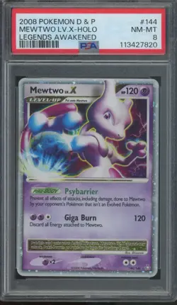 2008 Pokemon D & P Legends Awakened Holo #144 Mewtwo Lv. X PSA 8 - Image 1