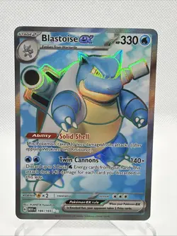 Pokemon TCG Blastoise EX Full Art 184/165 Scarlet Violet 151 Full art 2023 holo - Image 1