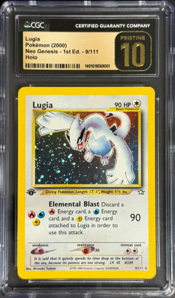 2000 Pokemon 1st Ed. Neo Genesis Lugia Holo 9/111 CGC PRISTINE 10 POP 7!!! - Image 1