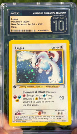 2000 Pokemon 1st Ed. Neo Genesis Lugia Holo 9/111 CGC PRISTINE 10 POP 7!!! - Image 3