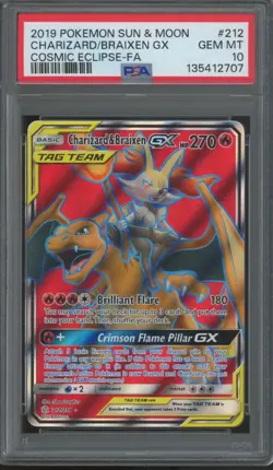 2019 Pokemon Sun & Moon Cosmic Eclipse #212 Charizard Braixen GX Gem Mint PSA 10 - Image 1