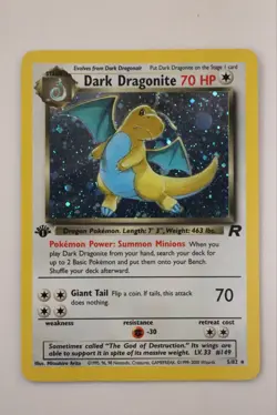 Dark Dragonite 1st Edition Holo Rare Team Rocket 5/82 2000 Pokemon *Damage* - Image 1