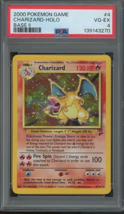 2000 Pokemon Game Base II #4 Charizard PSA 4 - Image 1