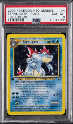 2000 POKEMON NEO GENESIS 1ST ED #4 FERALIGATR-HOLO PSA 8 - Image 1