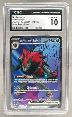 7012 N's Zoroark ex 2025 Pokemon Journey Together #175 Ultra Rare Holo CGC 10 - Image 1