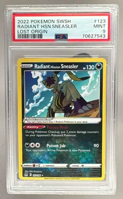 7543 Radiant Hisuian Sneasler 2022 Pokemon Sword & Shield Lost Origin #123 PSA 9 - Image 1