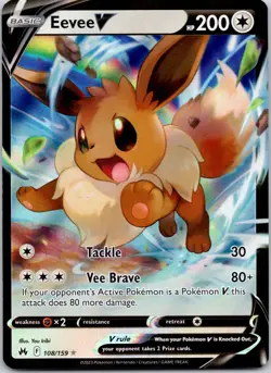 Eevee V 108/159 Holo Crown Zenith Pokemon Near Mint - Image 1