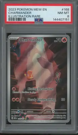 2023 Pokemon MEW EN Illustration Rare #168 Charmander PSA 8 - Image 1