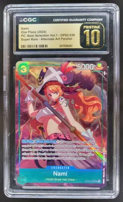2024 ONE PIECE NAMI SUPER RARE ALT ART OP02-036 CGC 10 PRISTINE A PT - Image 1