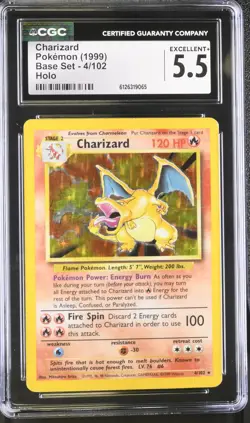 CGC 5.5 Charizard 1999 Base Set 4/102 Holo Pokemon Card - Image 1