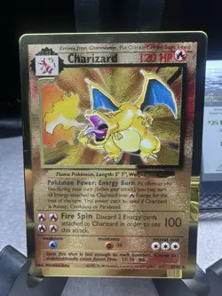 1999 23K Gold Plated Pikachu Card / COA & Custom Metal Charizard 25 Anniversary - Image 2