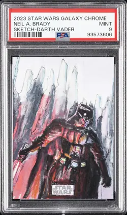 2023 TOPPS STAR WARS GALAXY CHROME SKETCH CARDS DARTH VADER NEIL A. BRADY PSA 9 - Image 1