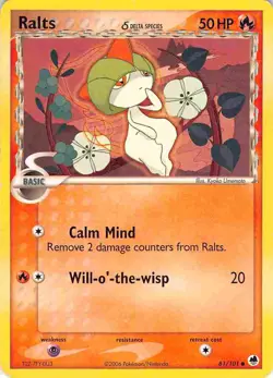 Ralts 61/101 Common Dragon Frontiers Pokemon MP - Image 1