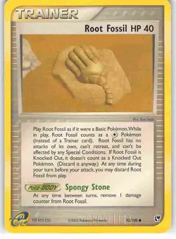 Root Fossil 92/100 Common Sandstorm Pokemon LP - Image 1