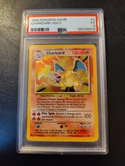 Pokemon TCG Charizard Holo Rare Card Base Set, PSA 5, 4/102 - Image 1