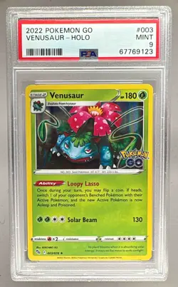 67769123 Venusaur 2022 Pokemon Sword & Shield Pokemon GO #003 Holo PSA 9 - Image 1