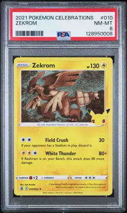 2021 Pokemon Celebrations 010/025 Zekrom PSA 8 Near Mint Holo Foil Rare Card TCG - Image 1