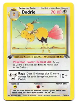 Dodrio 34/64 Uncommon Jungle Pokemon 1st Edition NM - Image 1