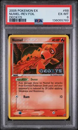 2005 POKEMON EX DEOXYS #68 NUMEL-REVERSE FOIL PSA 6 - Image 1