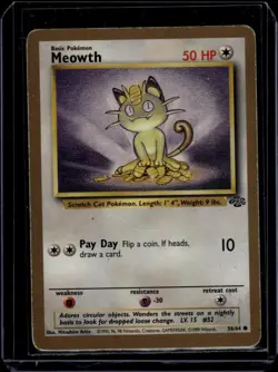 Pokemon TCG Meowth Gold Border Promo 56/64 Jungle Set (Good Condition/LP) - Image 1