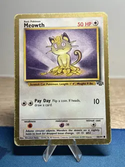 Meowth Jungle Gold Border Promo Original 56/64 Vintage Wotc 1999 Pokemon Card - Image 1