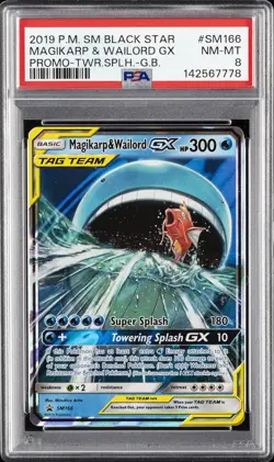 2019 POKEMON SM BLACK STAR PROMO #SM166 MAGIKARP & WAILORD GX PSA 8 - Image 1