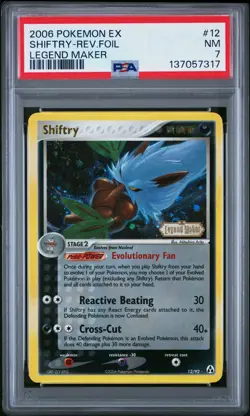 2006 POKEMON EX LEGEND MAKER #12 SHIFTRY-REVERSE FOIL PSA 7 - Image 1